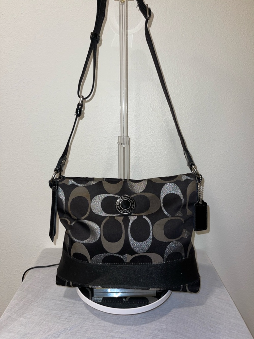 Coach Black and Gray Signature Crossbody Bag